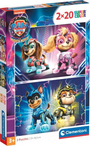 Детски пъзел Clementoni от 2 x 20 части - Пес патрул: Супер филмът