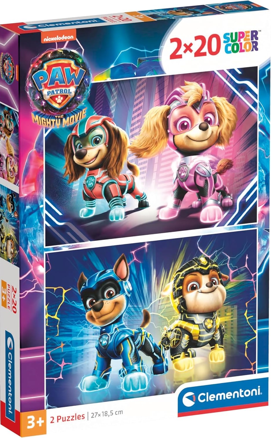 Детски пъзел Clementoni от 2 x 20 части - Пес патрул: Супер филмът
