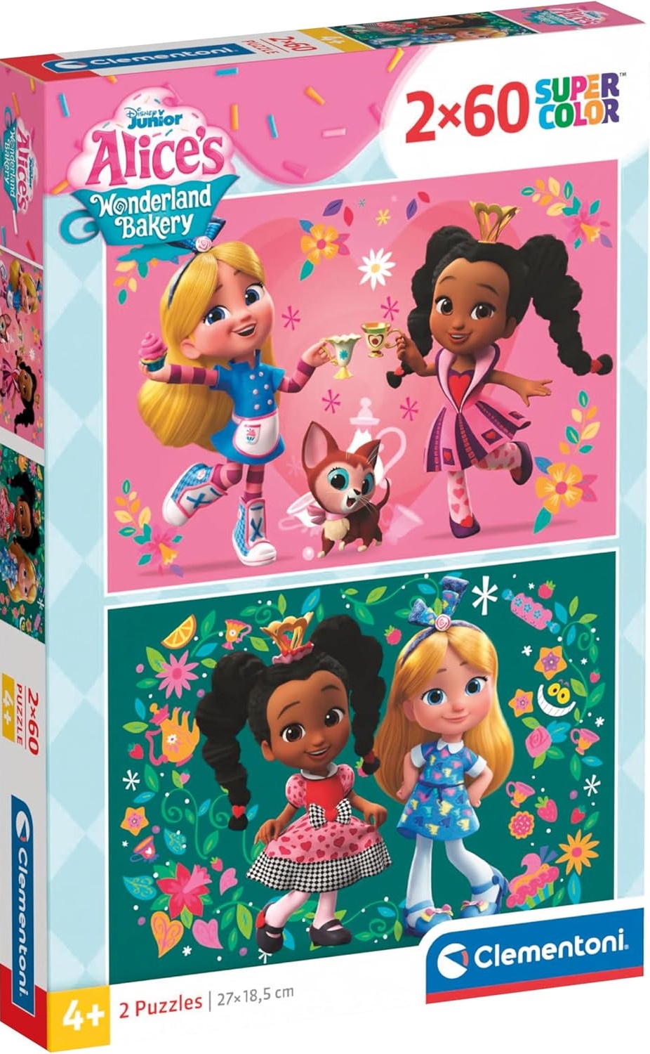 Детски пъзел Clementoni от 2 x 60 части - Алиса в приказната страна на сладкарството