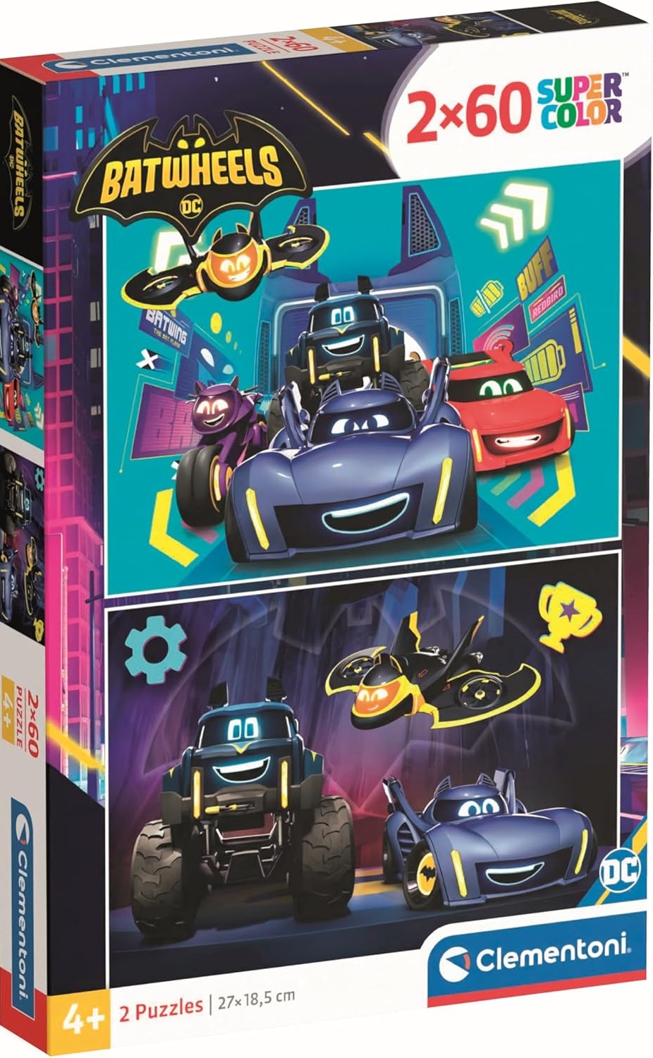 Детски пъзел Clementoni от 2 x 60 части - Batwheels
