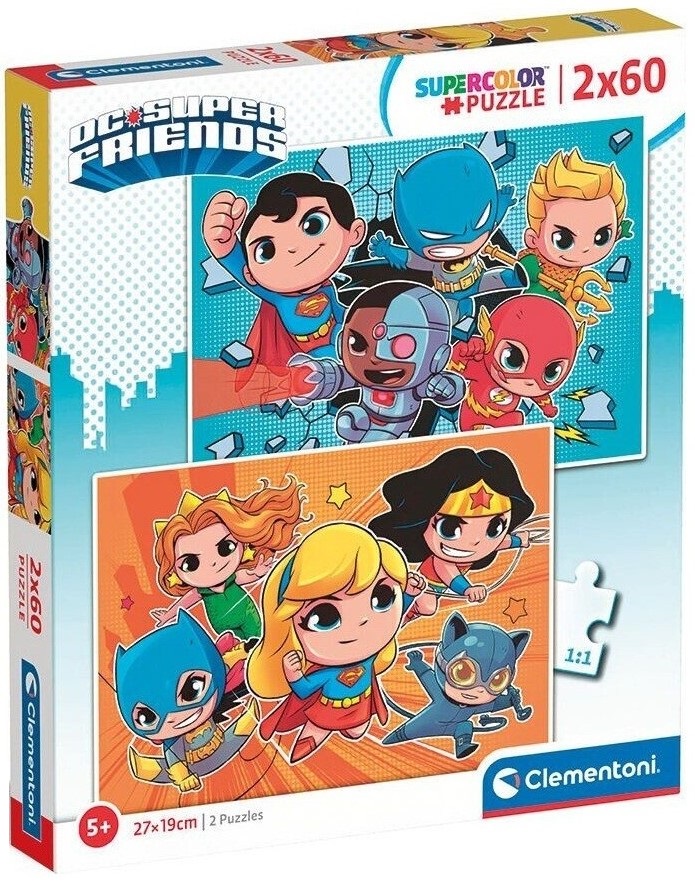 Детски пъзел Clementoni от 2 x 60 части - DC Comics: Super Friends