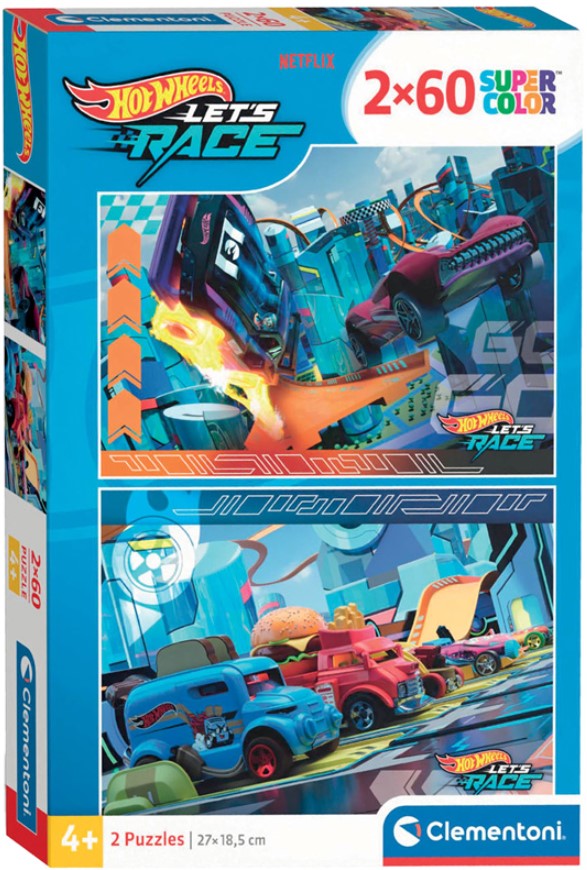 Детски пъзел Clementoni от 2 x 60 части - Hot Wheels
