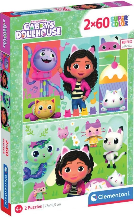 Детски пъзел Clementoni от 2 x 60 части - Къщата за кукли на Габи