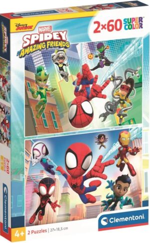 Детски пъзел Clementoni от 2 x 60 части - Спайди и невероятните му приятели