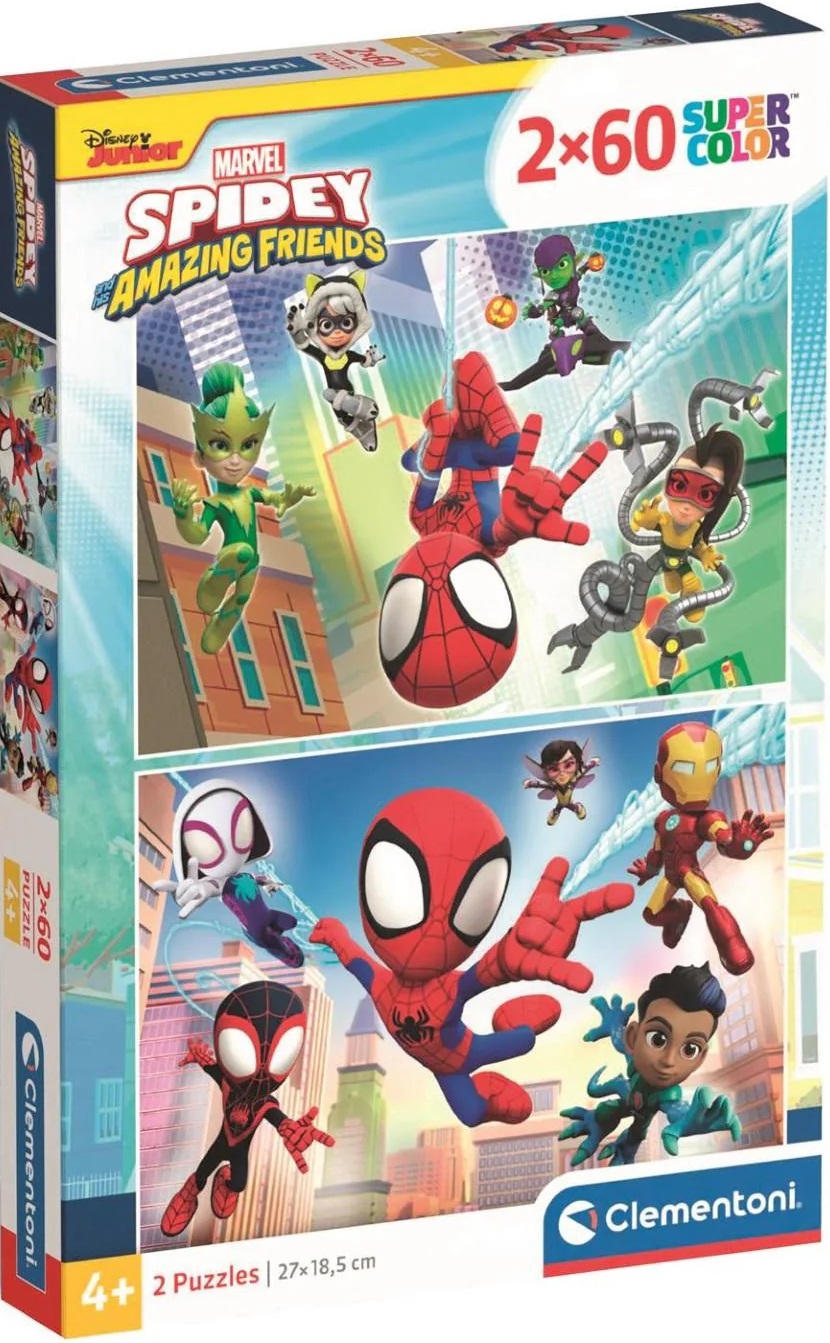 Детски пъзел Clementoni от 2 x 60 части - Спайди и невероятните му приятели