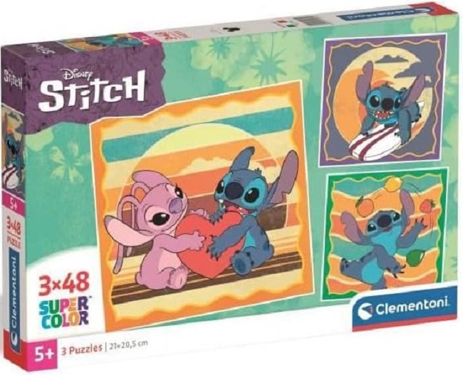 Детски пъзел Clementoni от 3 х 48 части - Дисни Стич