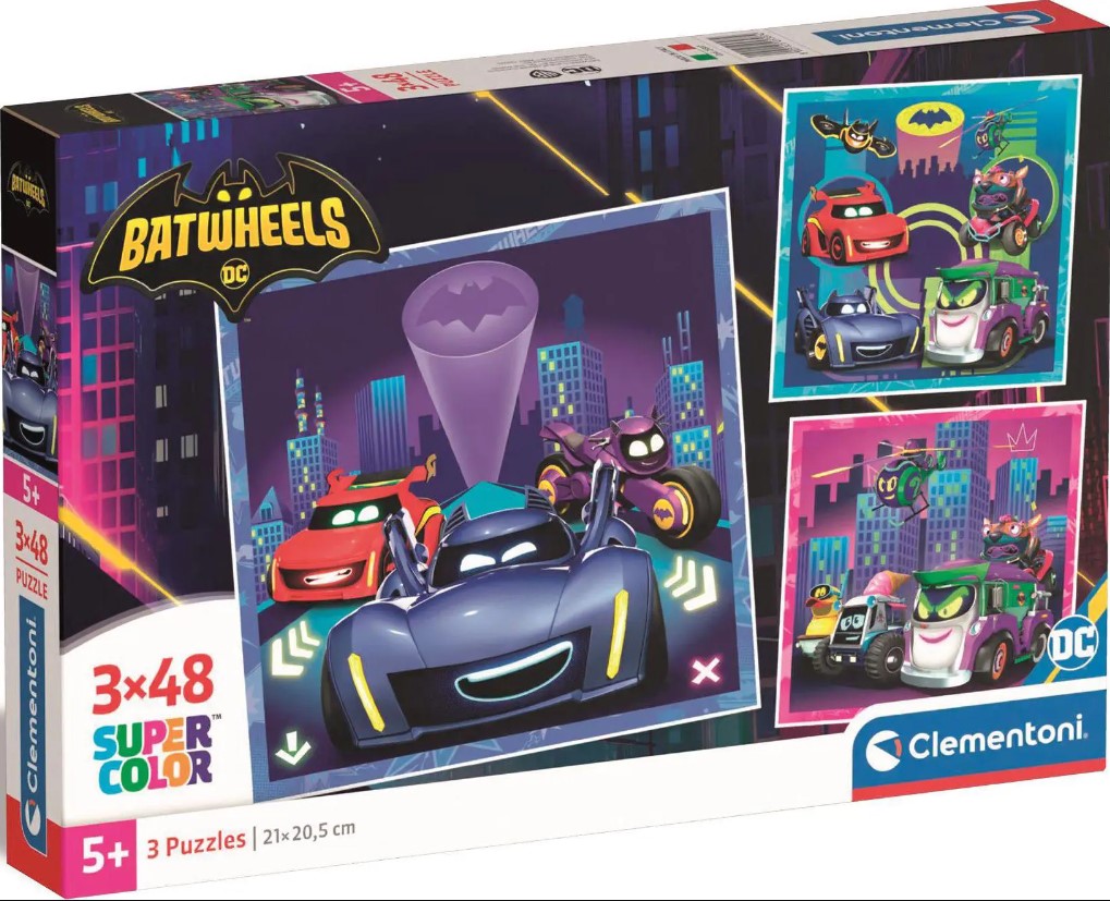 Детски пъзел Clementoni от 3 x 48 части - Batwheels
