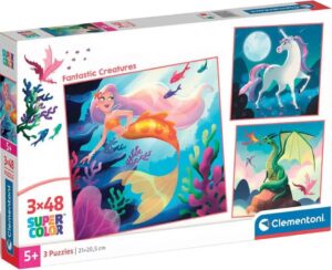 Детски пъзел Clementoni от 3 x 48 части - Фантастични създания