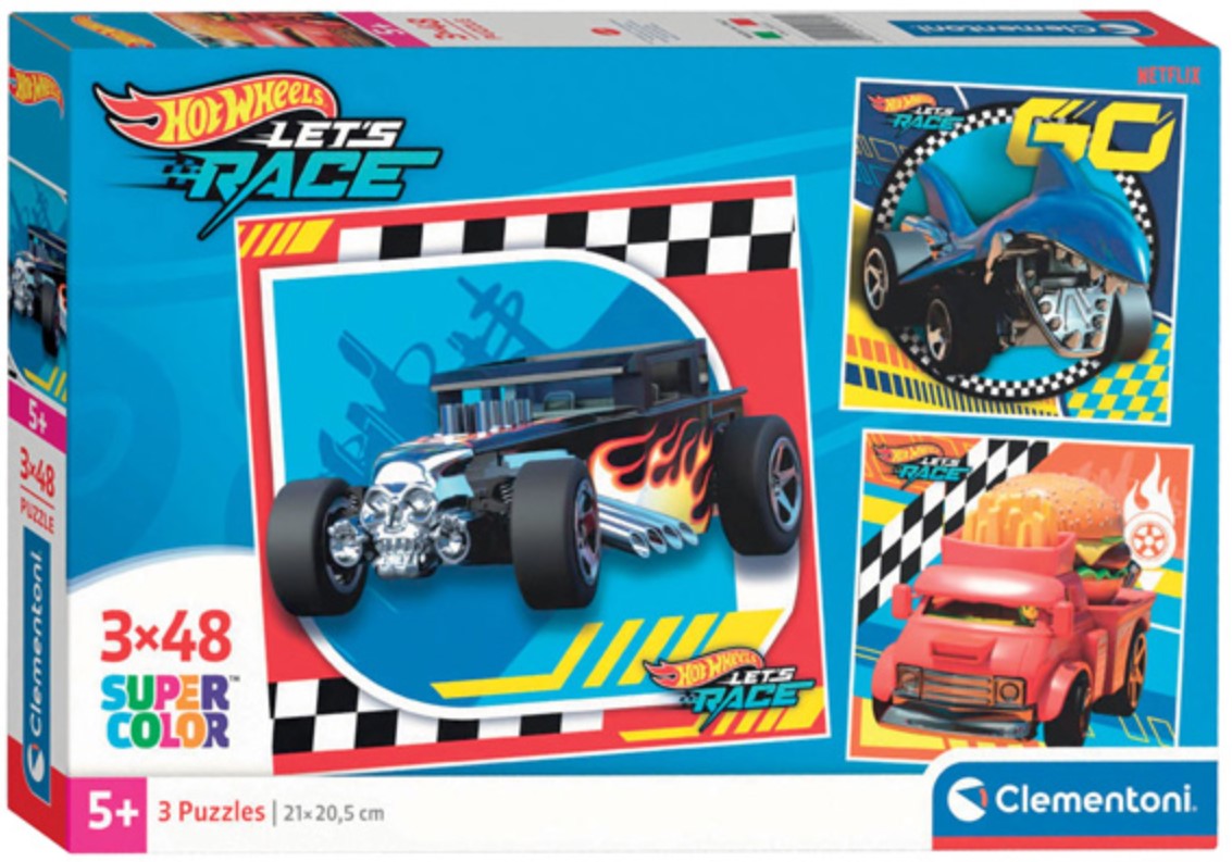 Детски пъзел Clementoni от 3 x 48 части - Hot Wheels