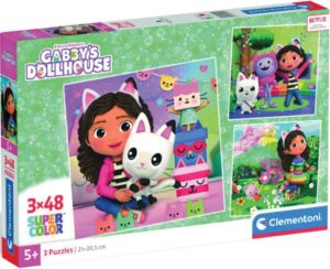 Детски пъзел Clementoni от 3 x 48 части - Къщата за кукли на Габи (вариант 1)