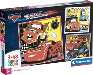 Детски пъзел Clementoni от 3 x 48 части - Колите (вариант 2)