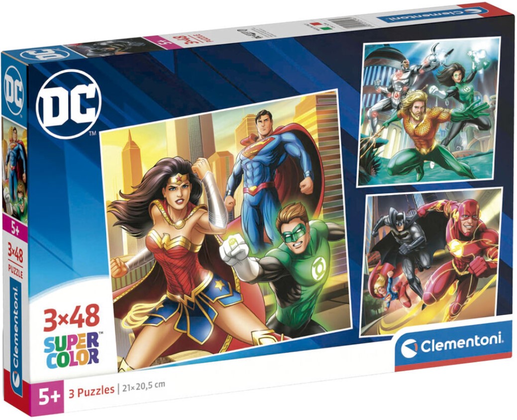 Детски пъзел Clementoni от 3 x 48 части - Лигата на справедливостта