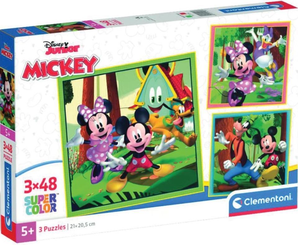 Детски пъзел Clementoni от 3 x 48 части - Мики и приятели