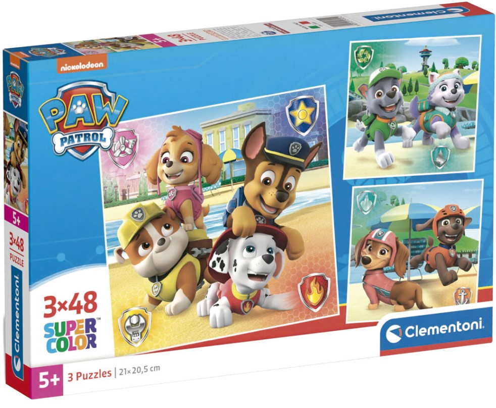 Детски пъзел Clementoni от 3 x 48 части - Пес патрул (вариант 2)