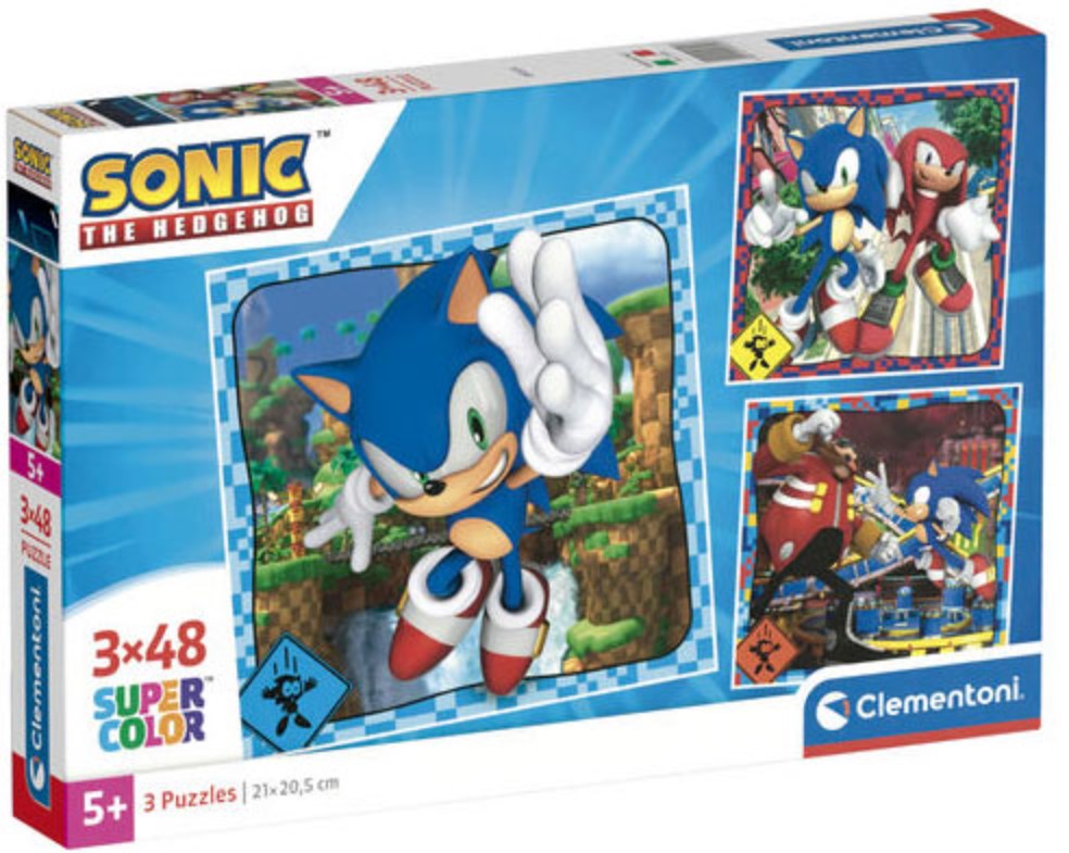 Детски пъзел Clementoni от 3 x 48 части - Соник
