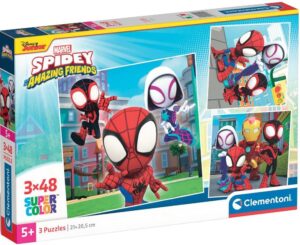 Детски пъзел Clementoni от 3 x 48 части - Спайди и неговите невероятни приятели