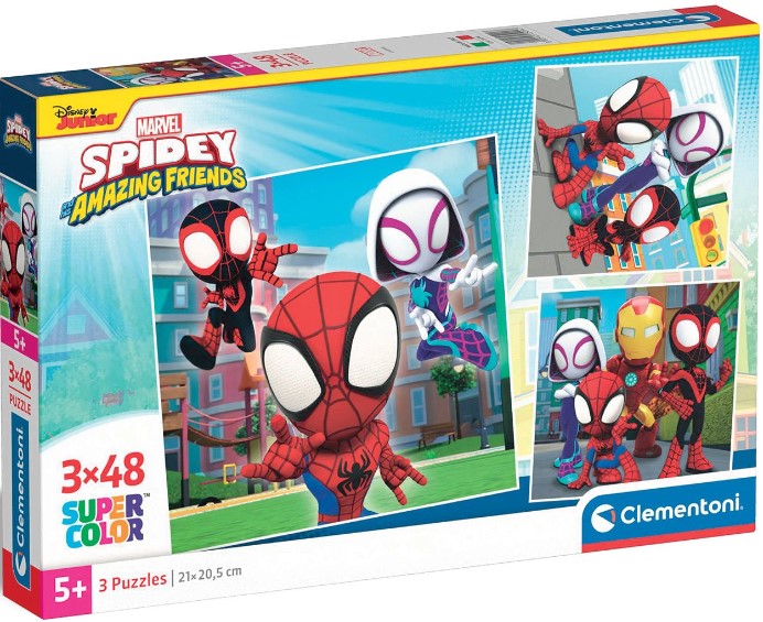 Детски пъзел Clementoni от 3 x 48 части - Спайди и неговите невероятни приятели