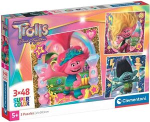 Детски пъзел Clementoni от 3 x 48 части - Тролчета