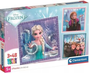 Детски пъзел Clementoni от 3 x 48 части - Замръзналото кралство
