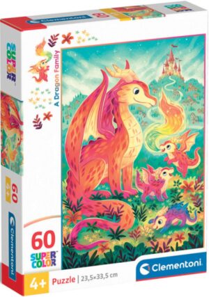 Детски пъзел Clementoni от 60 части - Драконско семейство
