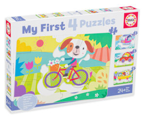 Детски пъзел Educa 4 в 1 - Моят първи пъзел, превозни средства