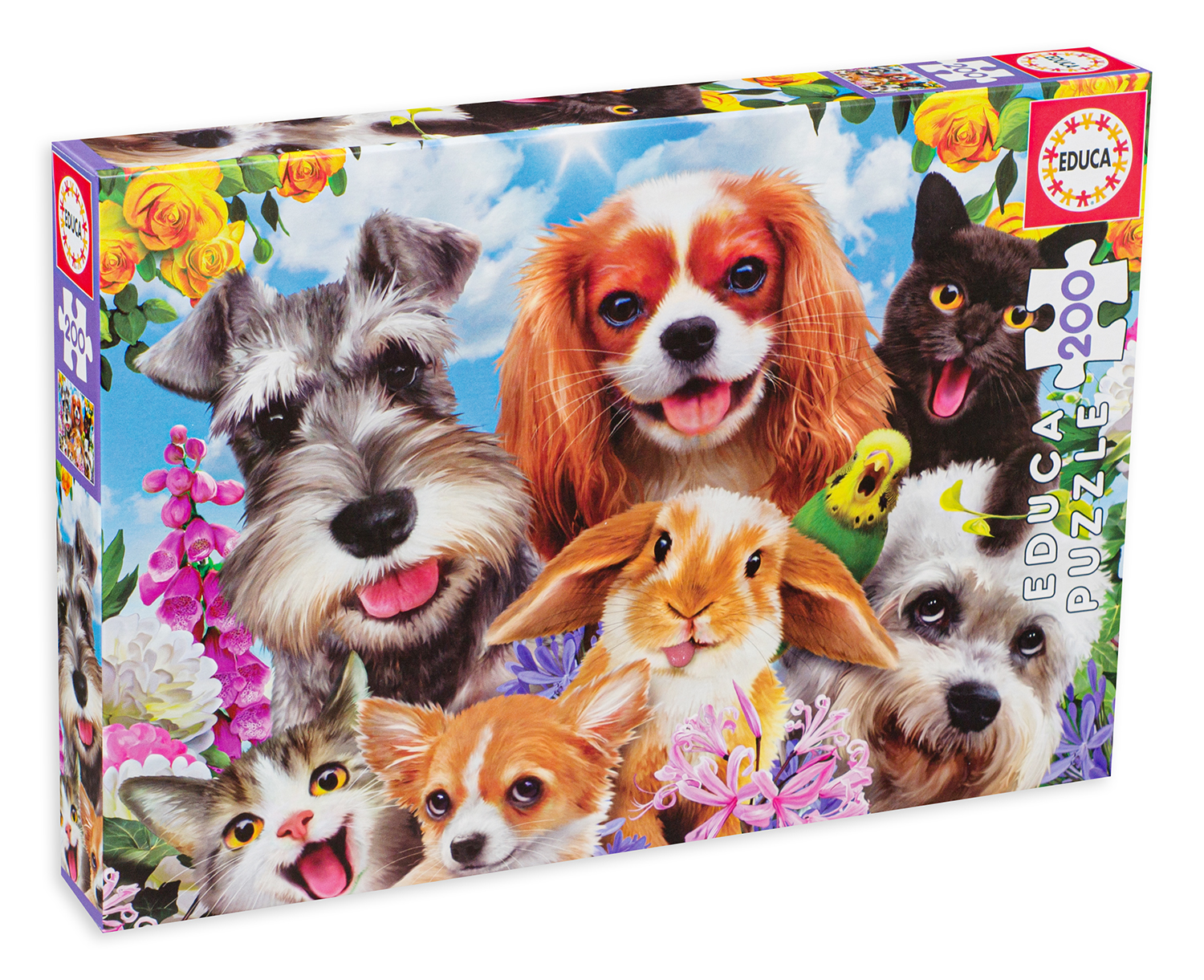 Детски пъзел Educa от 200 части - Парадът на кученцата