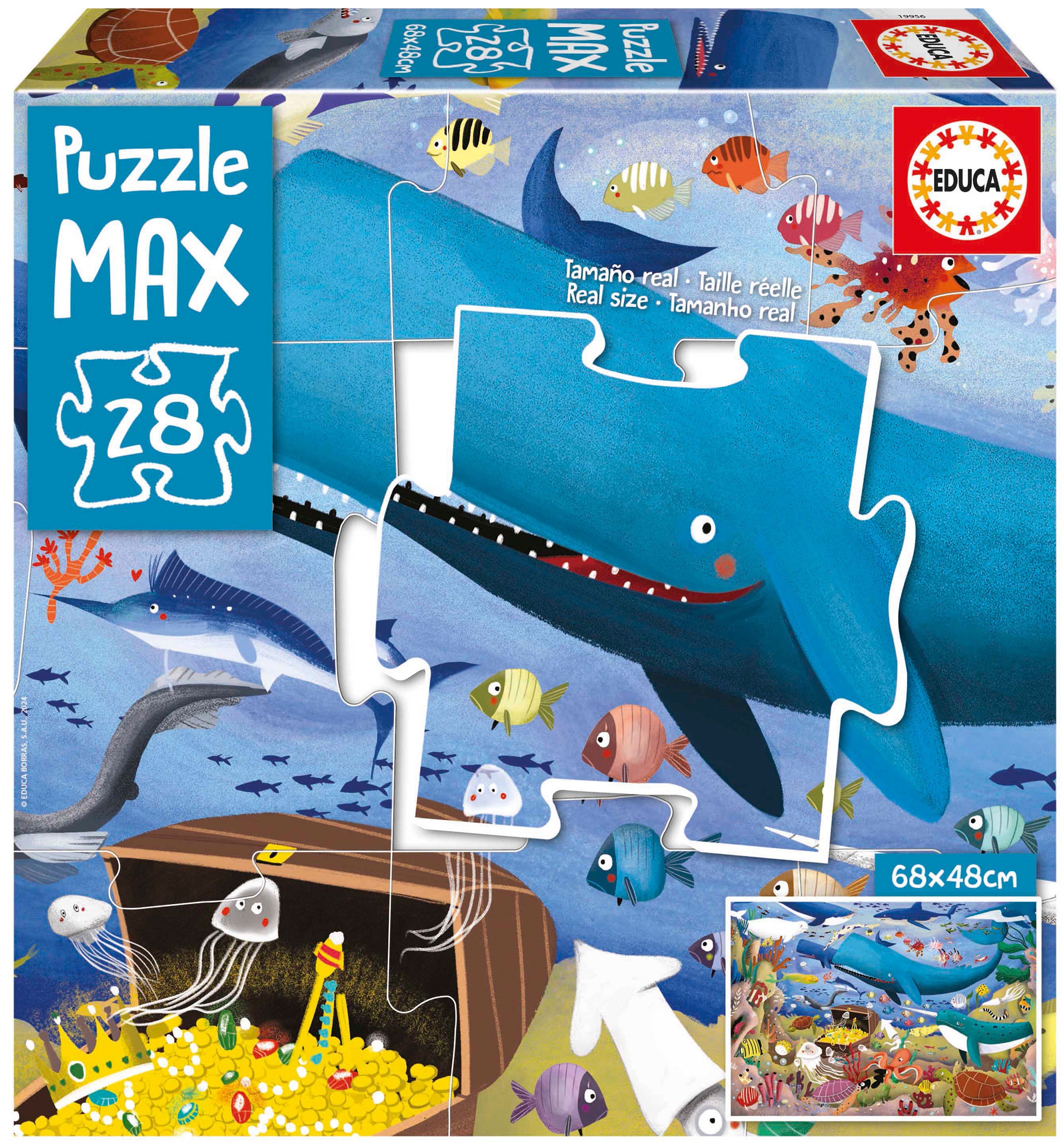 Детски пъзел Educa от 28 макси части - Животни под морето