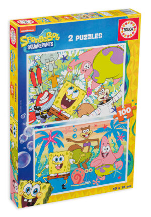 Детски пъзел Educa от 2 х 100 части - Спонджбоб