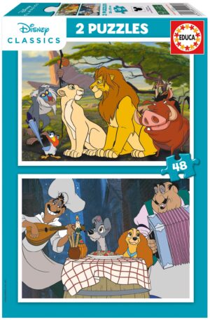 Детски пъзел Educa от 2 х 48 части - Дисни животни