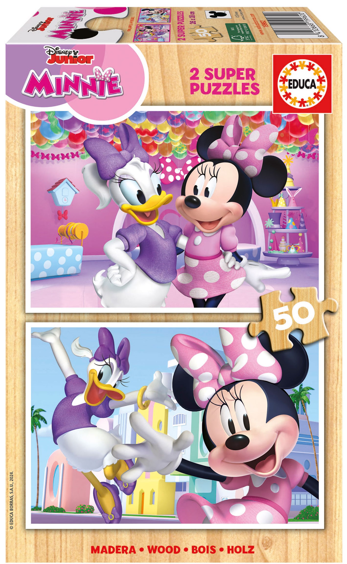 Детски дървен пъзел Educa от 2 х 50 части - Мини маус