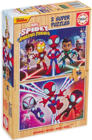 Детски пъзел Educa от 2 x 16 части - Спайди и неговите невероятни приятели