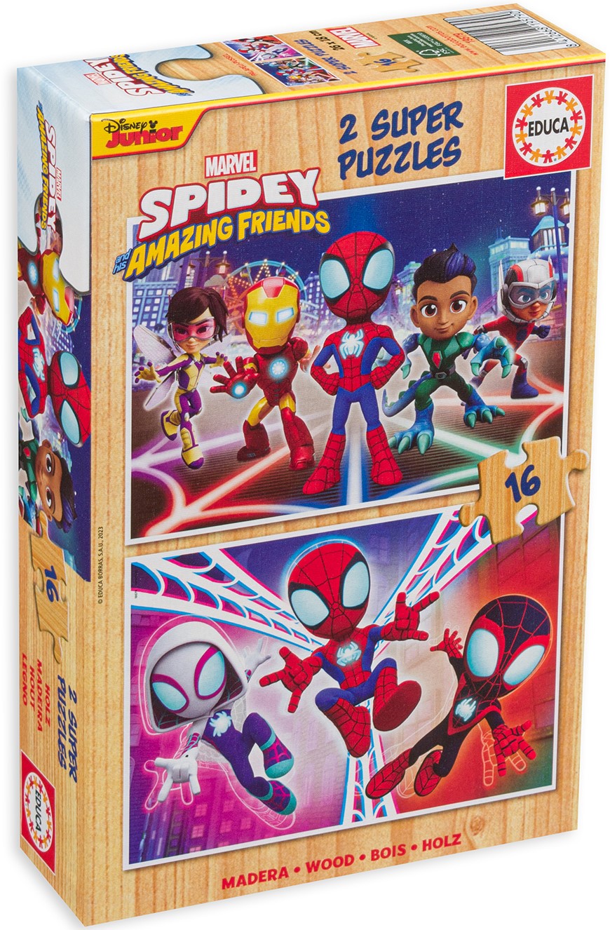 Детски пъзел Educa от 2 x 16 части - Спайди и неговите невероятни приятели