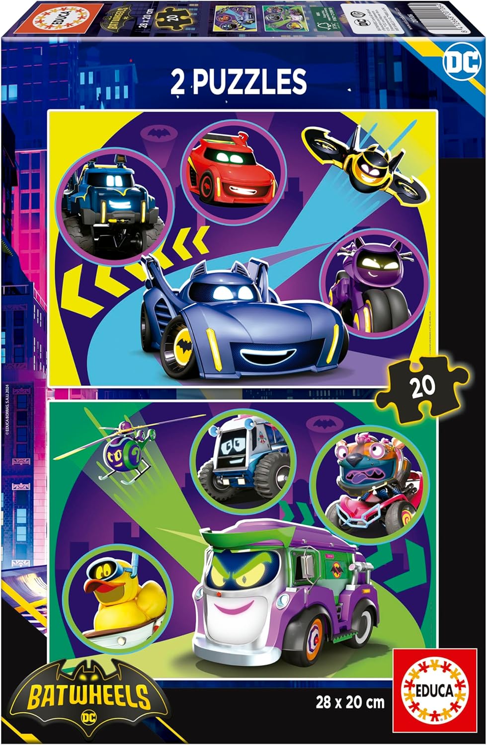 Детски пъзел Educa от 2 x 20 части - Batwheels