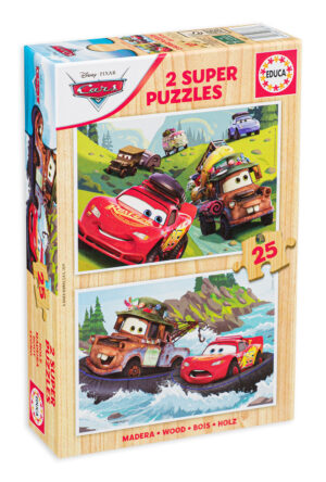 Детски пъзел Educa от 2 x 25 части - Колите