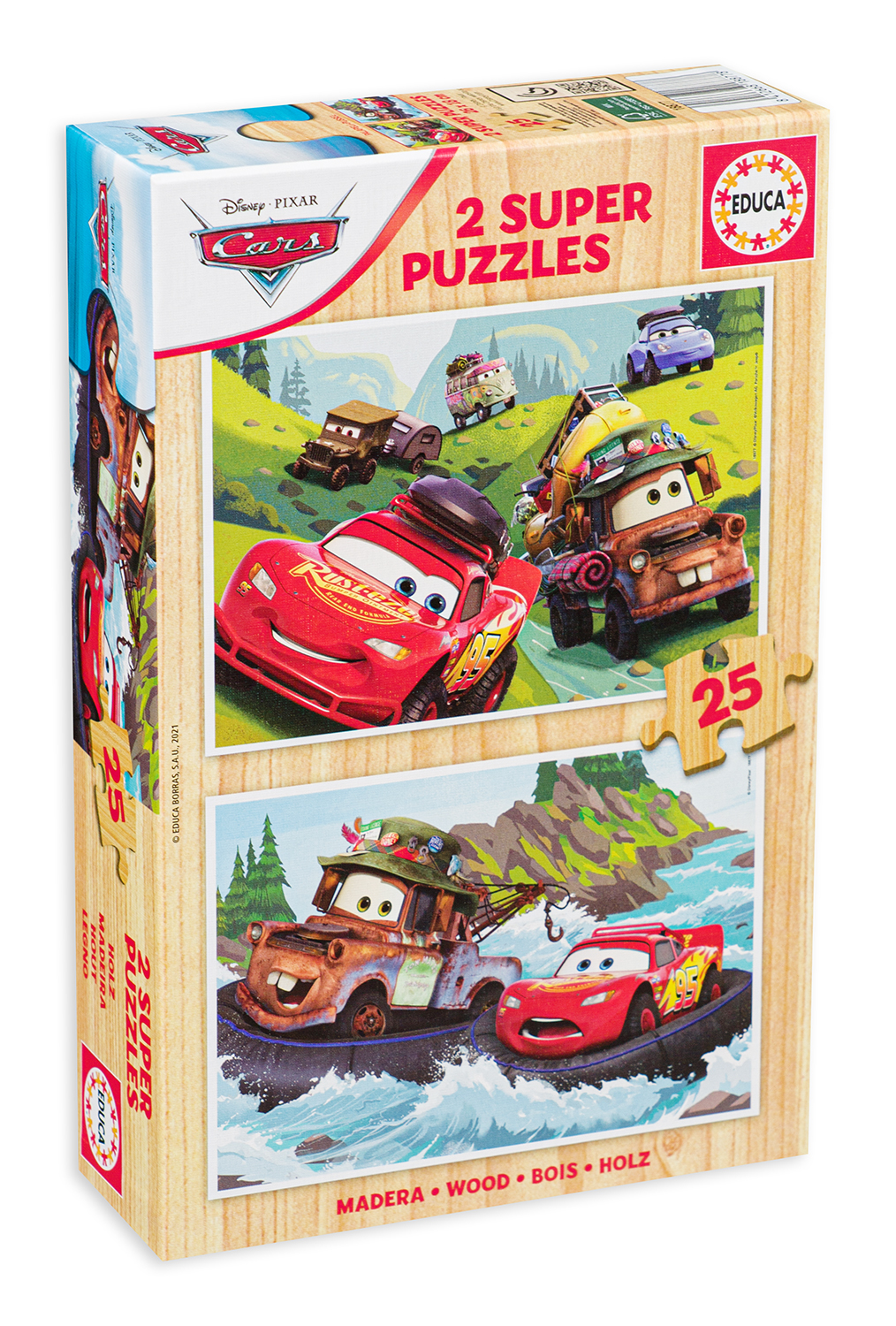 Детски пъзел Educa от 2 x 25 части - Колите