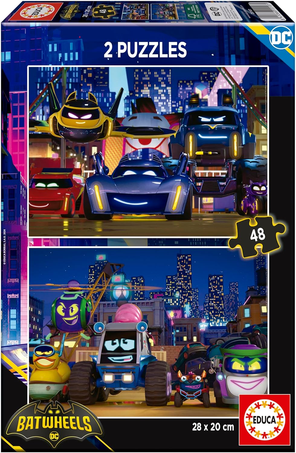 Детски пъзел Educa от 2 x 48 части - Batwheels
