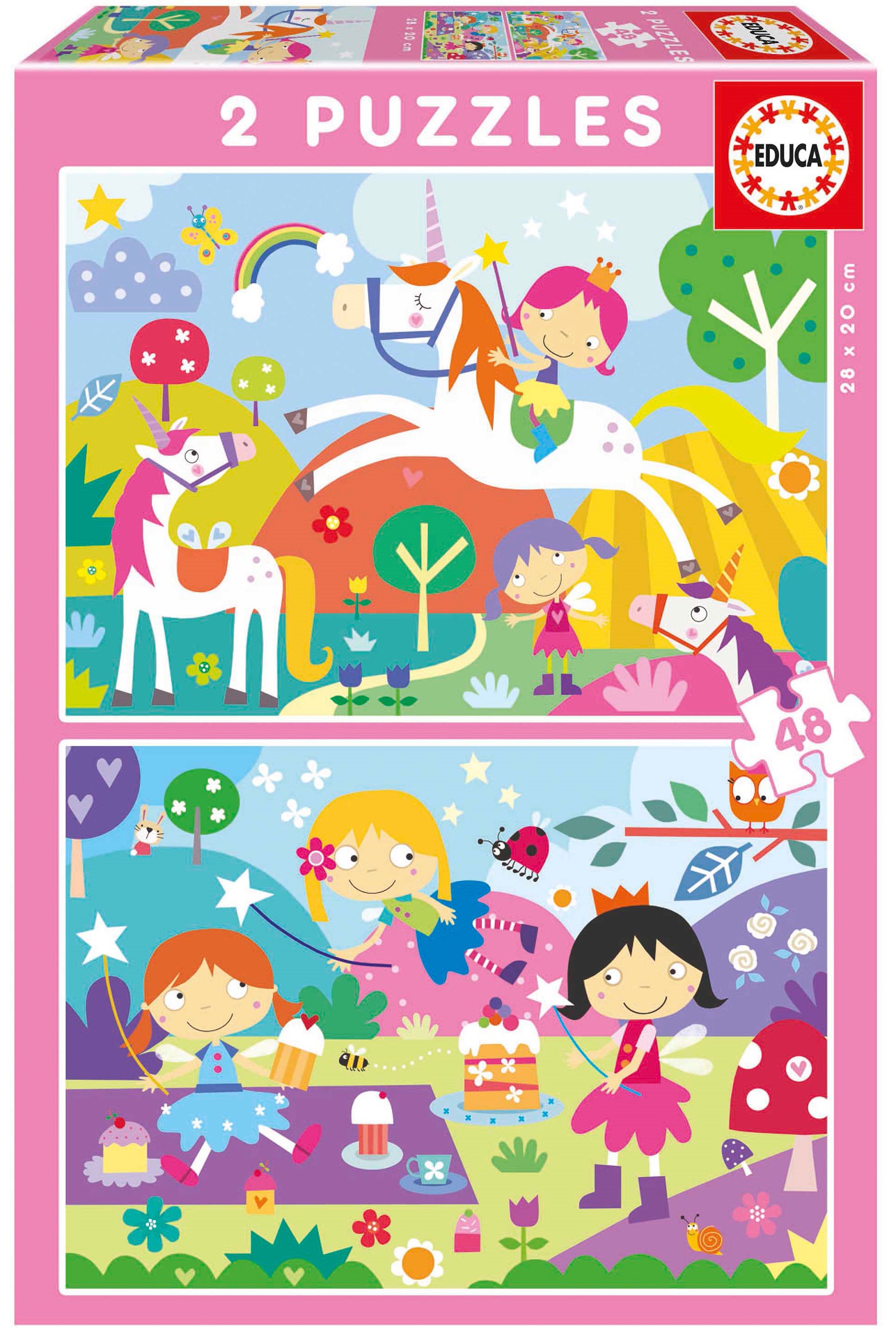 Детски пъзел Educa от 2 x 48 части - Фентъзи приятели