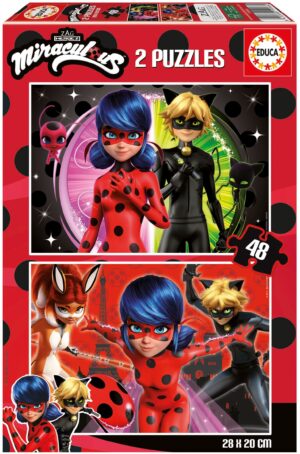 Детски пъзел Educa от 2 x 48 части - Калинката и котарака
