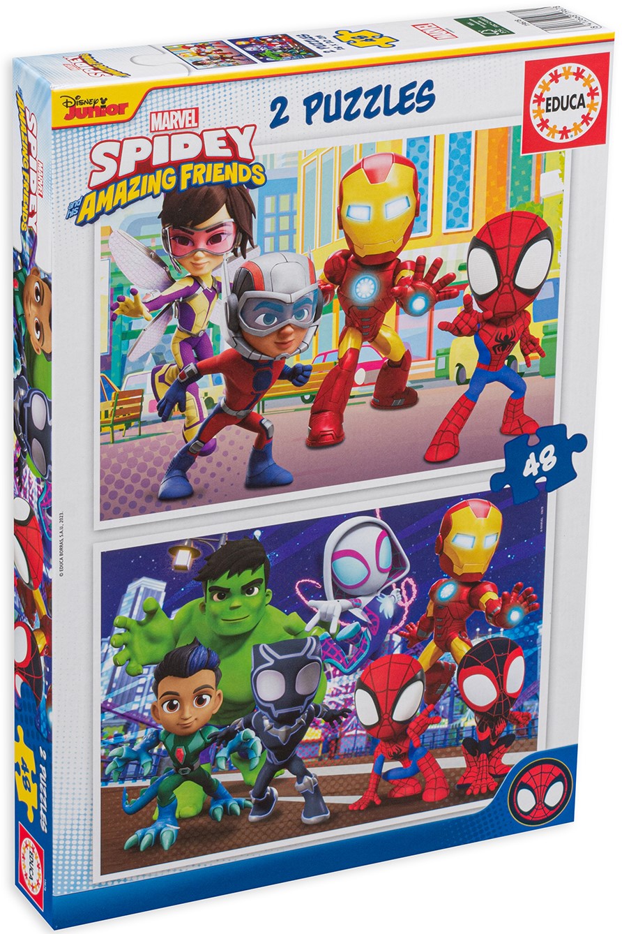 Детски пъзел Educa от 2 x 48 части - Спайди и неговите невероятни приятели