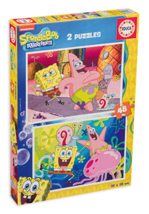 Детски пъзел Educa от 2 x 48 части - Спонджбоб