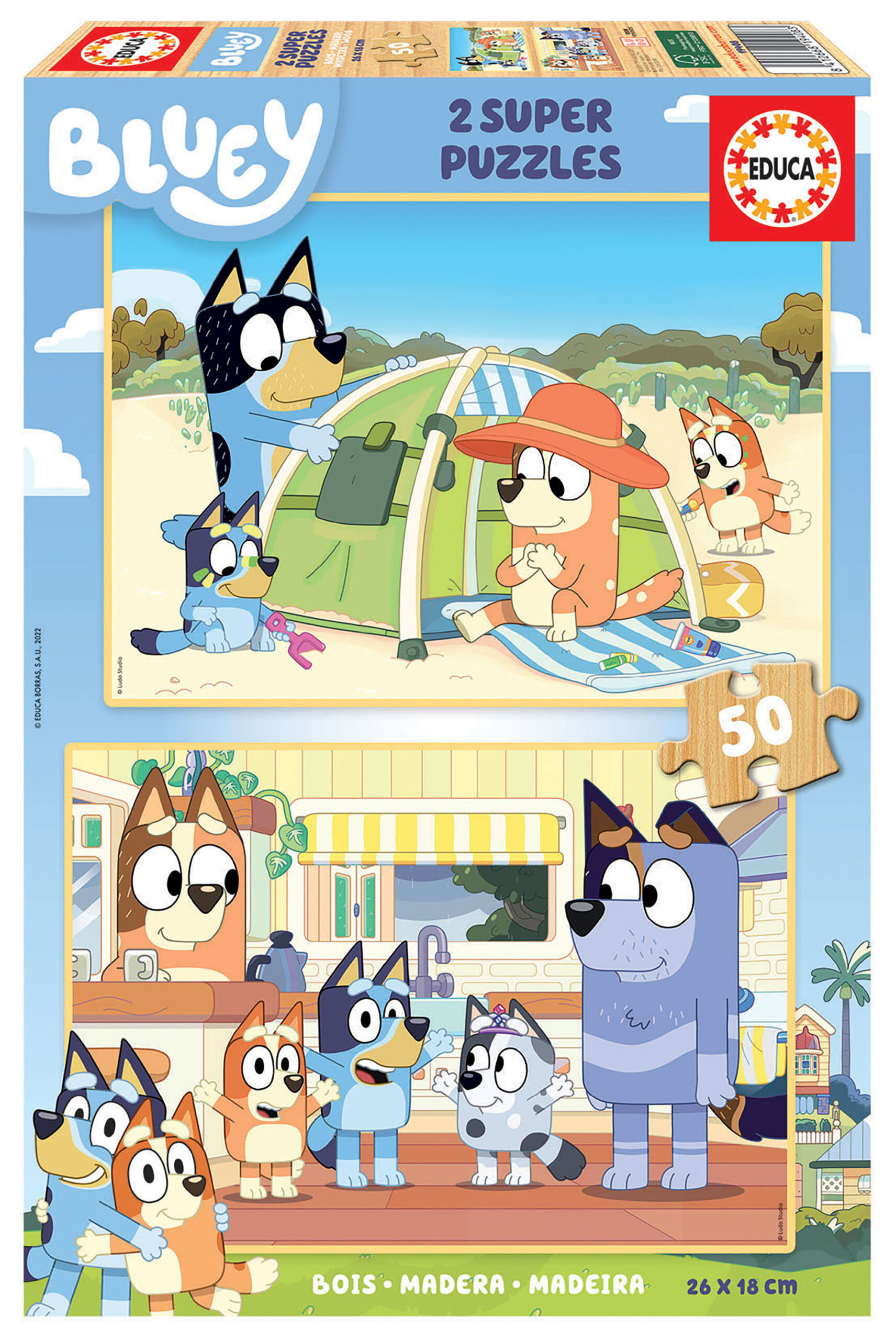 Детски пъзел Educa от 2 x 50 части - Сладки кученца