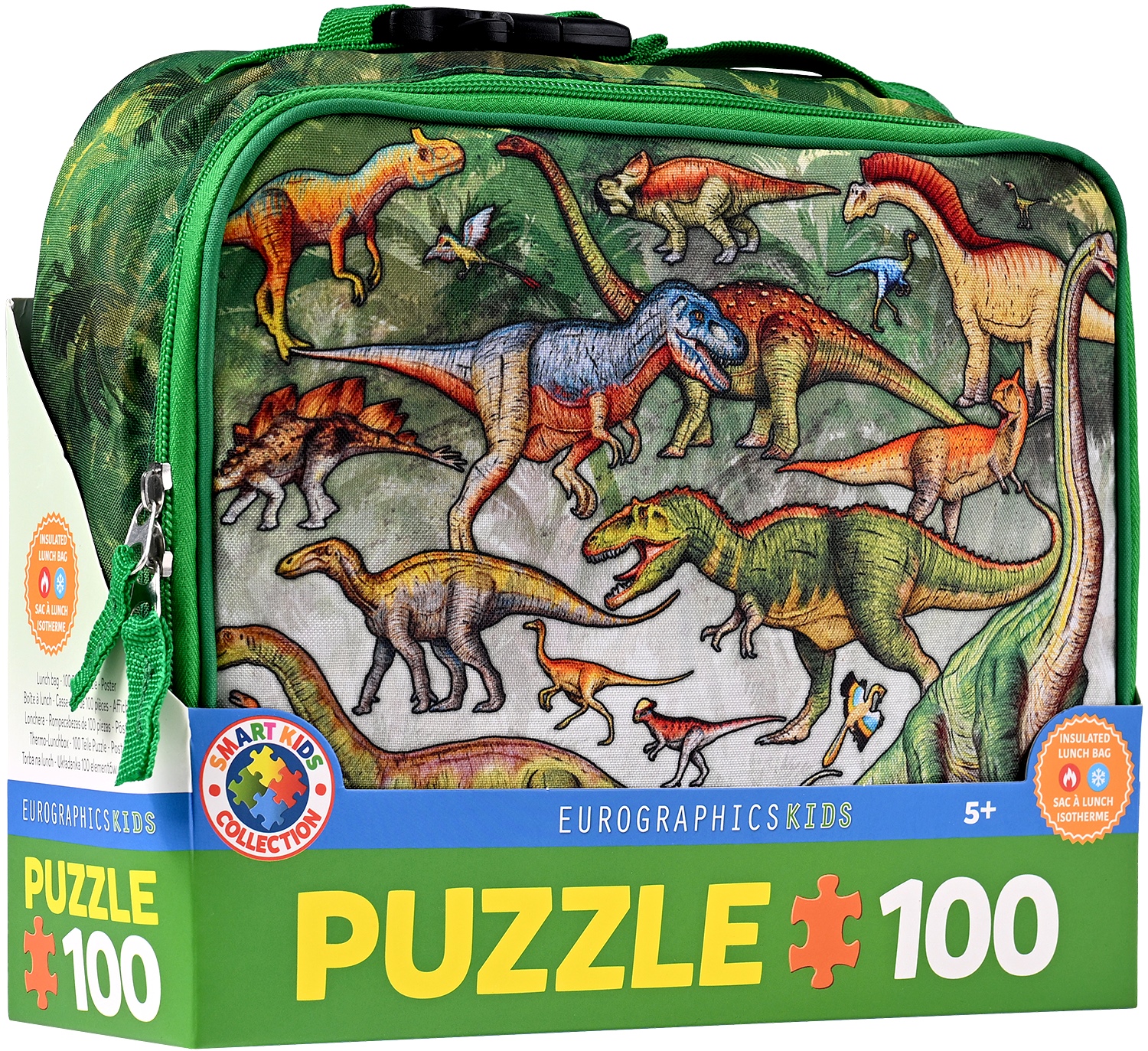 Детски пъзел Eurographics от 100 части - Кутия за обяд "Динозаври"