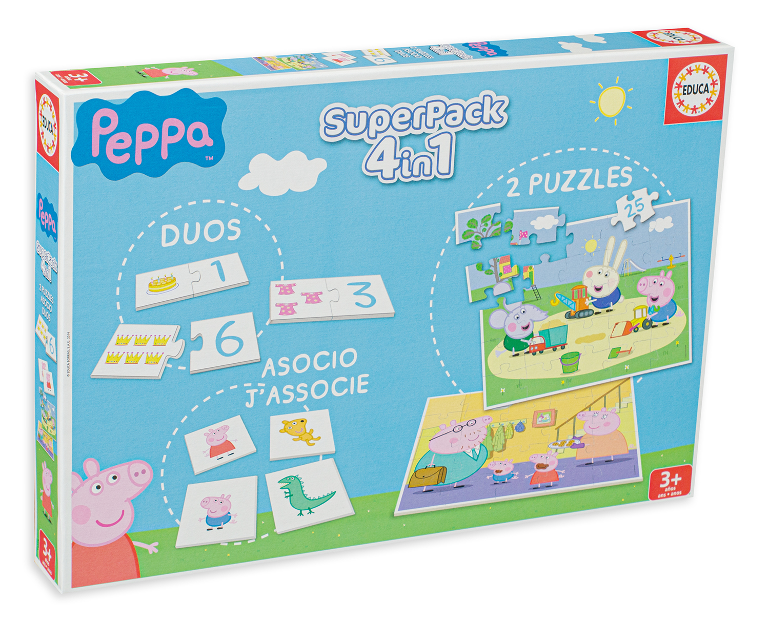 Детски пъзел и игра Educa 4 в 1 - Прасенцето Пепа