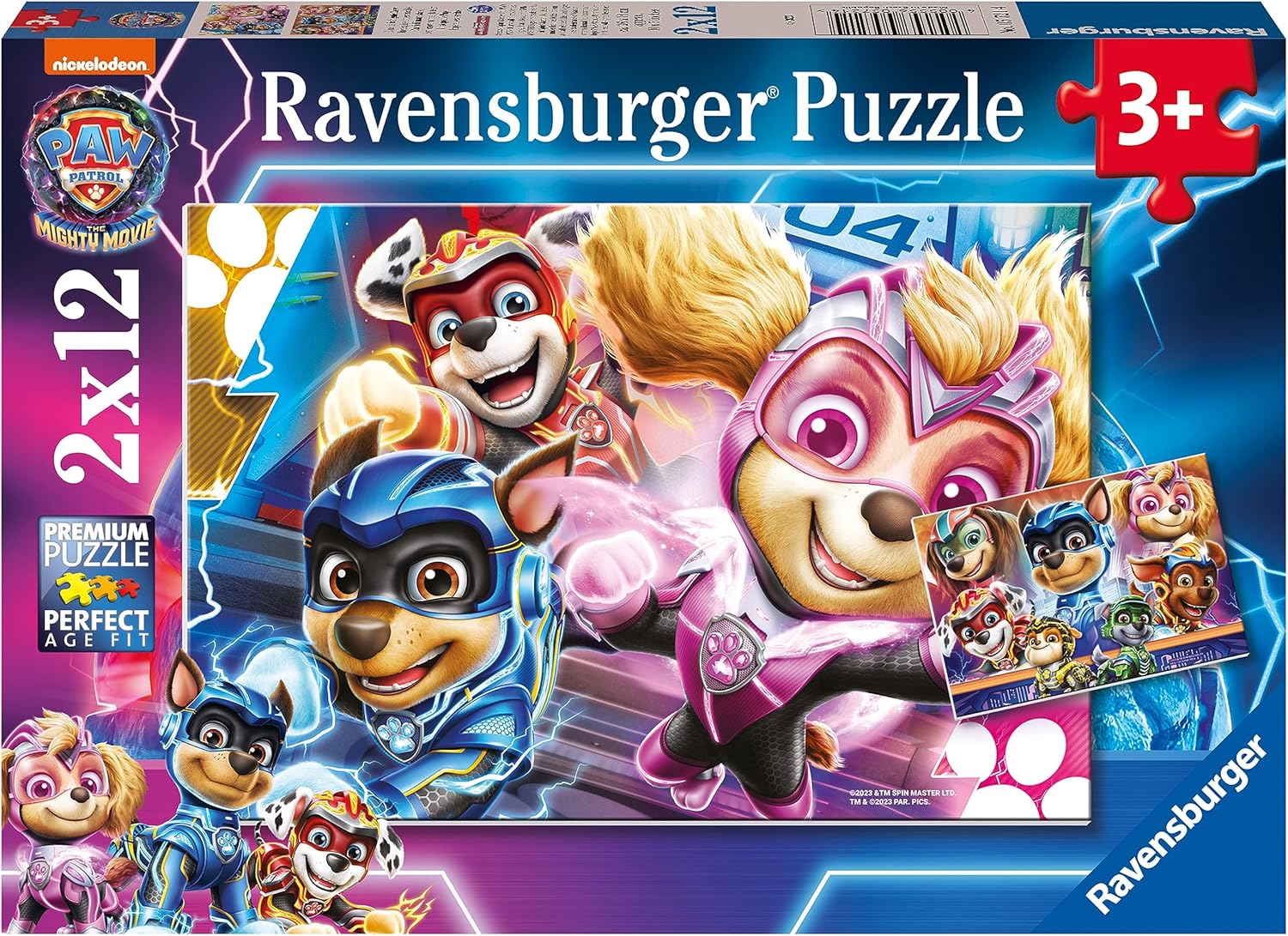 Детски пъзел Ravensburger от 2 x 12 части - Пес патрул: Супер филмът