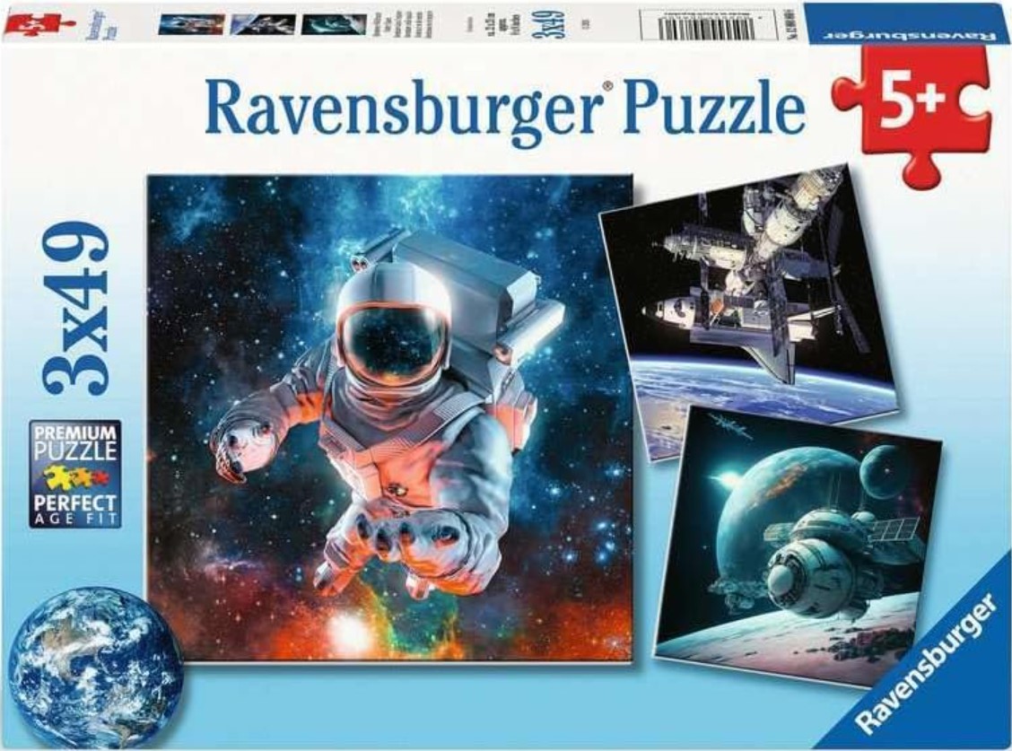 Детски пъзел Ravensburger 3 x 49 части - Космическо пространство