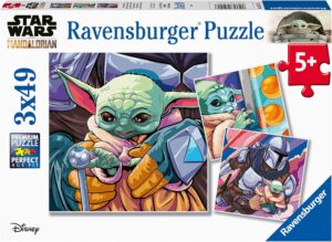 Детски пъзел Ravensburger 3 x 49 части - Мандалорецът: Моменти на Грогу