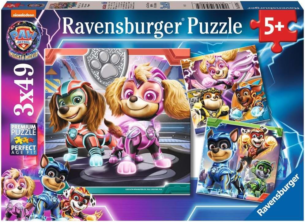 Детски пъзел Ravensburger 3 x 49 части - Пес патрул: Супер филмът