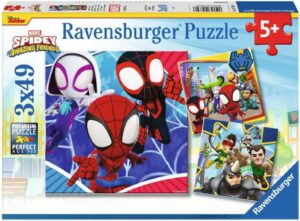 Детски пъзел Ravensburger 3 x 49 части - Спайди и неговите невероятни приятели