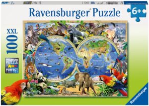 Детски пъзел Ravensburger от 100 XXL части - Животните по света