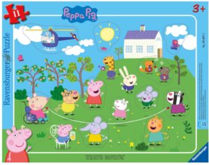 Детски пъзел Ravensburger от 11 части - Прасенцето Пепа с въже за скачане